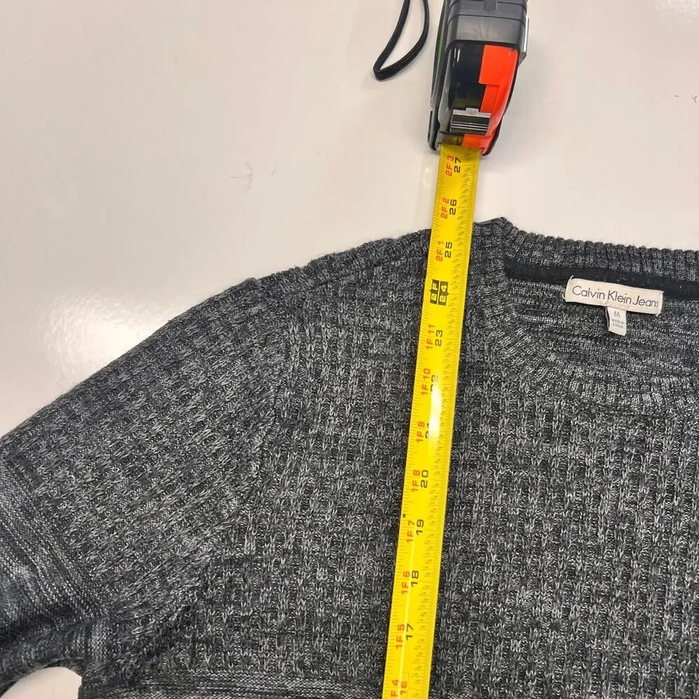 Calvin Klein Jeans Sweater Men Medium Gray Marled Crew Neck Knit Pullover